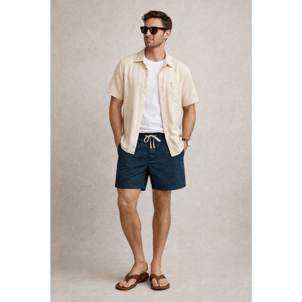J.Crew Men’s Blue Drawstring Shorts Small Elastic Waist Beach Coastal Casual NWT